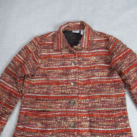 Chicos Blazer Jacket Womens Size 0 Multicolor Woven Button Up Work Retro Granny - Picture 3 of 9